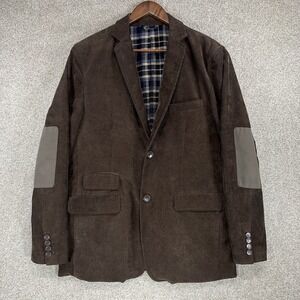 Luchiano Visconti Flannel Lined Corduroy Blazer  Suede Elbows Acedamia Casual XL